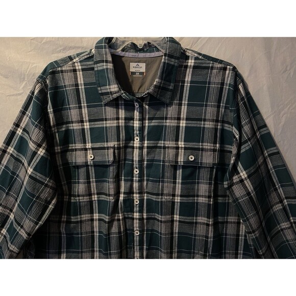 New RIDGECUT Toughwear Women's Teal & White Plaid Flannel Shirt Shacket Size 3X - Picture 4 of 9